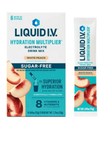 Liquid I.V.������ White Peach Sugar-Free Hydration Multiplier������ Powdered Electrolyte Drink Mix, 6 Count Packets